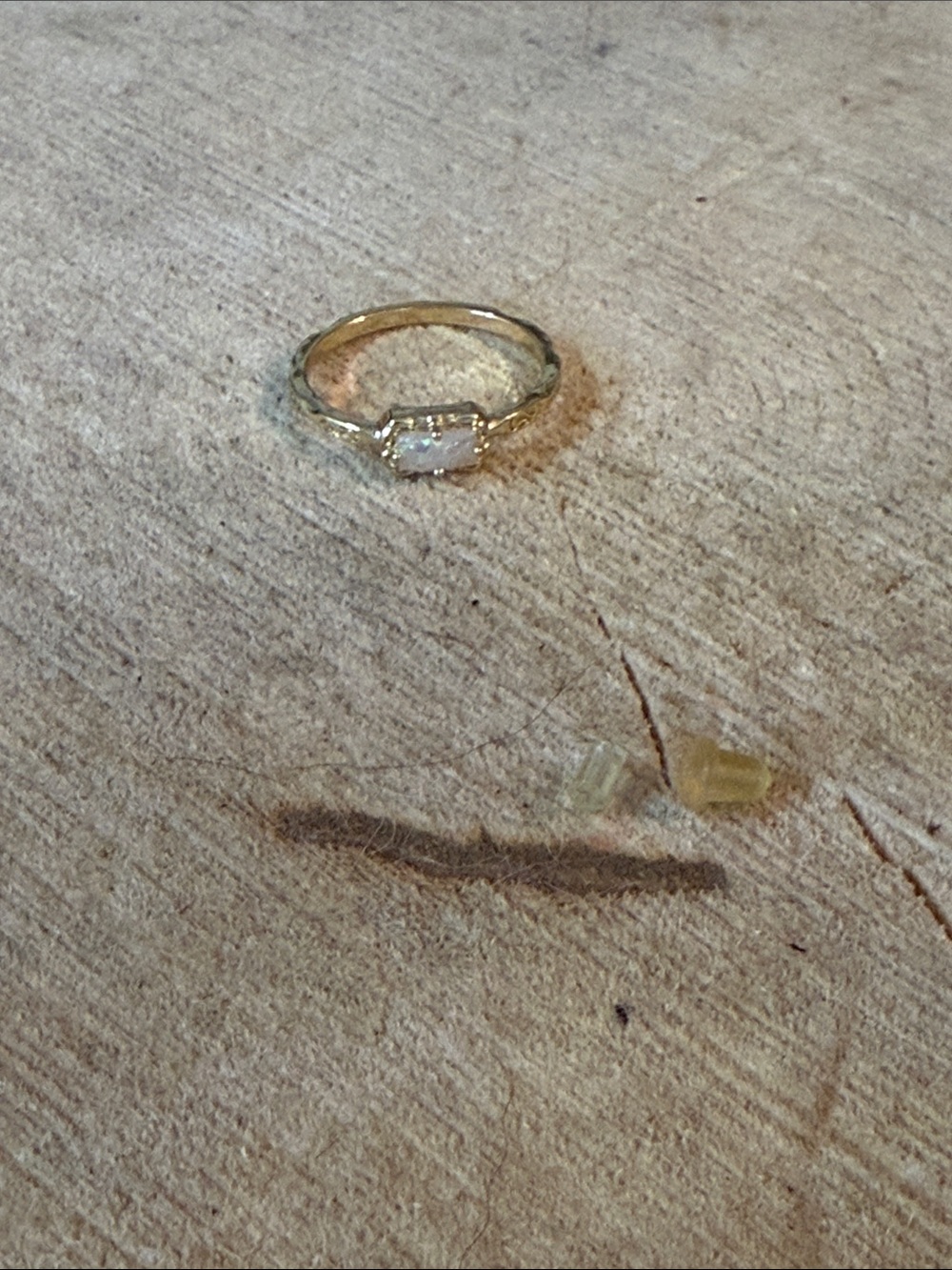 Delicate Gold Ring with Opalescent Oval Stone - Women Jewelry